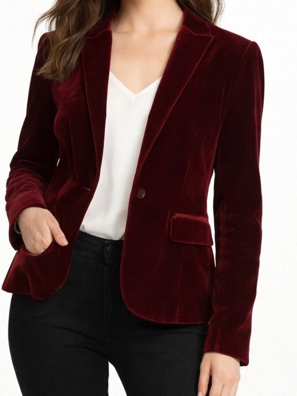Style & Co Ruby Red Velvet Blazer Jacket Holiday Party Christmas